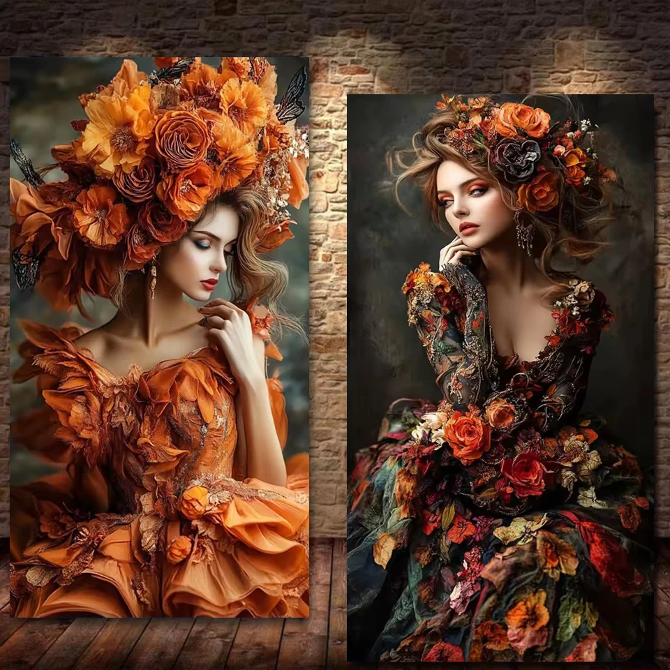 

Full Square Round Diamond Painting Beautiful Sexy Flowers Woman Diamond Mosaic Embroidery Rhinestones Cross Stitch Home Decor