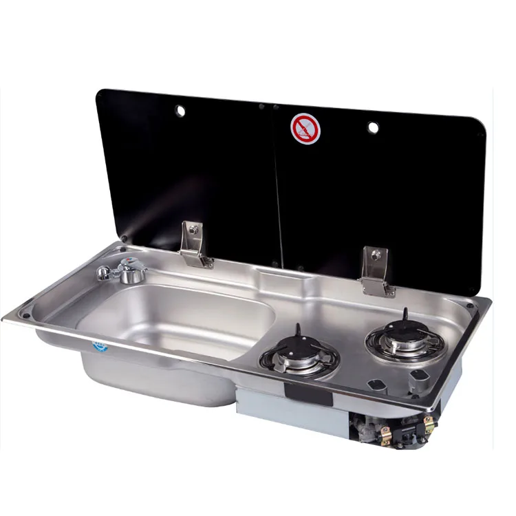 304 Stainless Steel RV Gas Stove Tempered Glass Top Cover Motorhome Gas Stove 904L/R Trailer Gas Stove