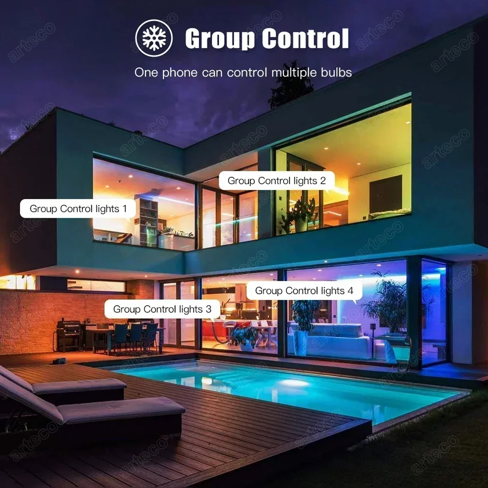 Tuya E14 Candle Lamps Smart Led Bulbs APP Control Bluetooth WIFI RGB C+W LED Light Dimmable Smart Life Room Home Chandelier Lamp