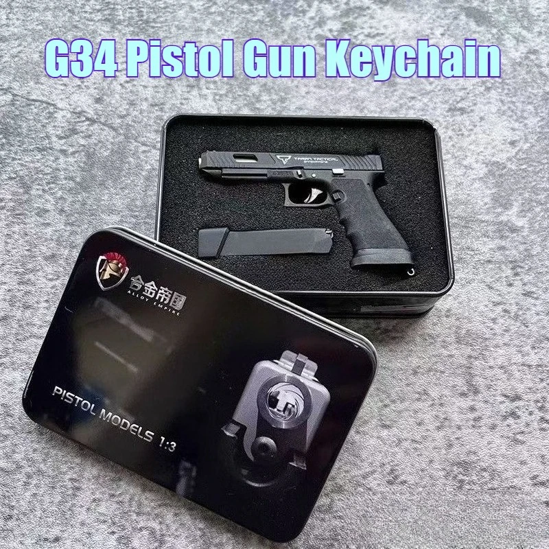 

Alloy Empire 1:3 GLK G34 Pistol TTI Fast Pursuit 2 Throw Shell Gun Keychain Model Pendant PUBG Decoration Figurines & Miniatures