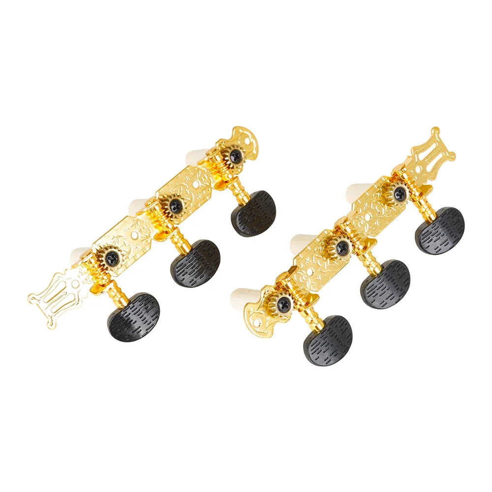 2 Pcs Classical Guitar String Tuning Pegs Gold Metal Open Machine Heads Tuners Guitar Stringed Instrument Parts & Accessories