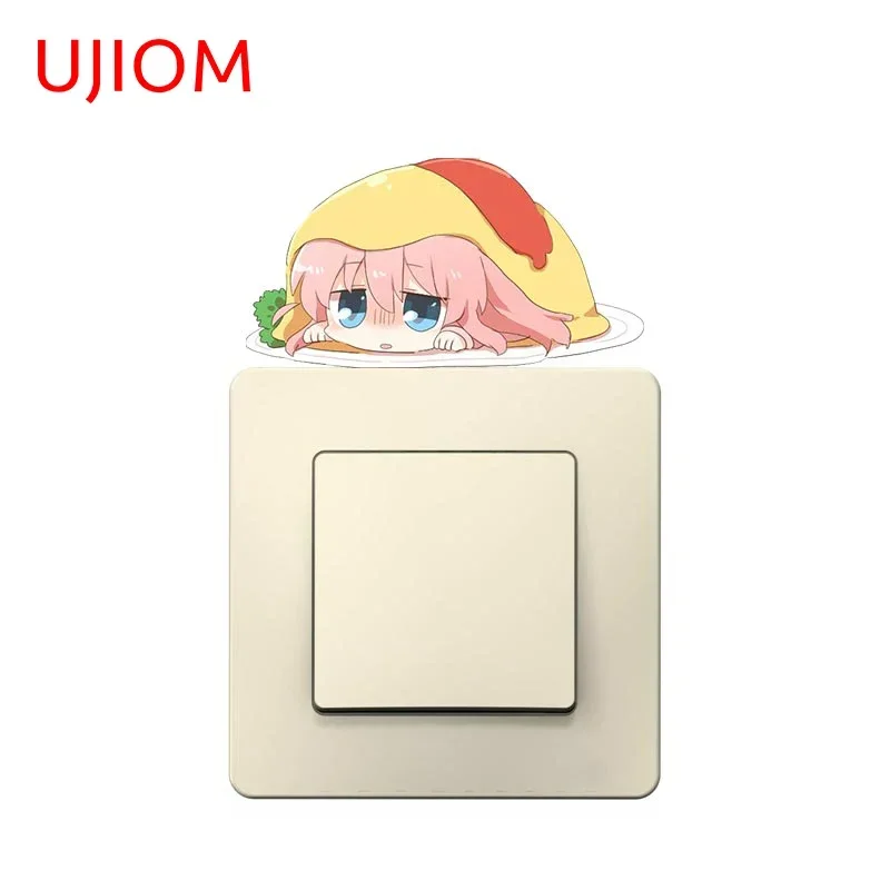 UJIOM 13cm X 6.9cm Cartoon Peeker Goto Hitori Chibi Wall Cute Sticker Occlusion Scratch Bedroom Decal Endearing Switch Decor