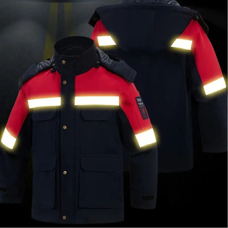 Men's Winter Thick Work Clothes Printed With Logo Workshop Cold Storage Factory Welder Factory Machine Repair Maintenance Jacket