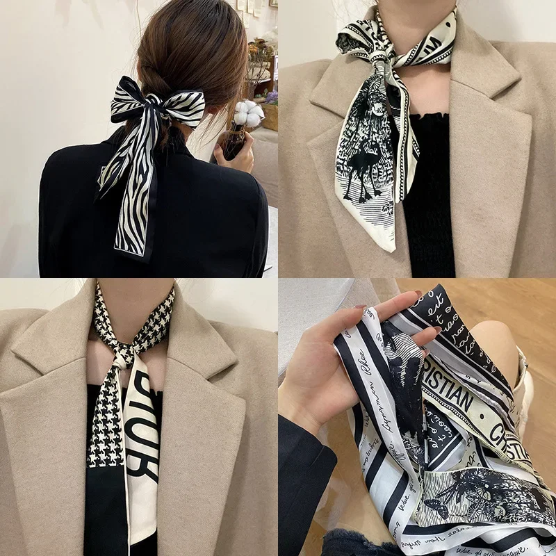 Popular retro-style houndstooth tie hair ribbon scarf tie head female ribbon bow