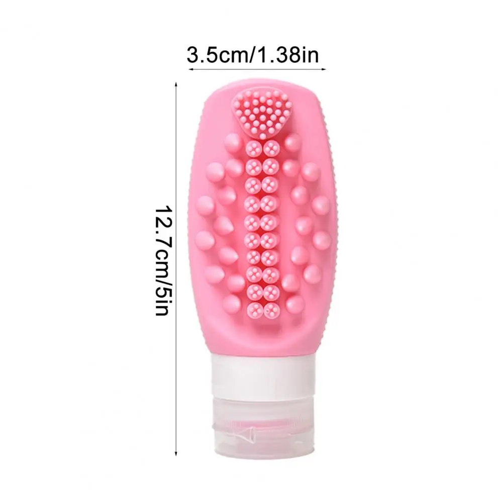 Travel Silicone Bottle Leak Proof Travel Bottle 90ml Silicone Travel Bottle with Shampoo Brush Leak-proof Refillable Lotion
