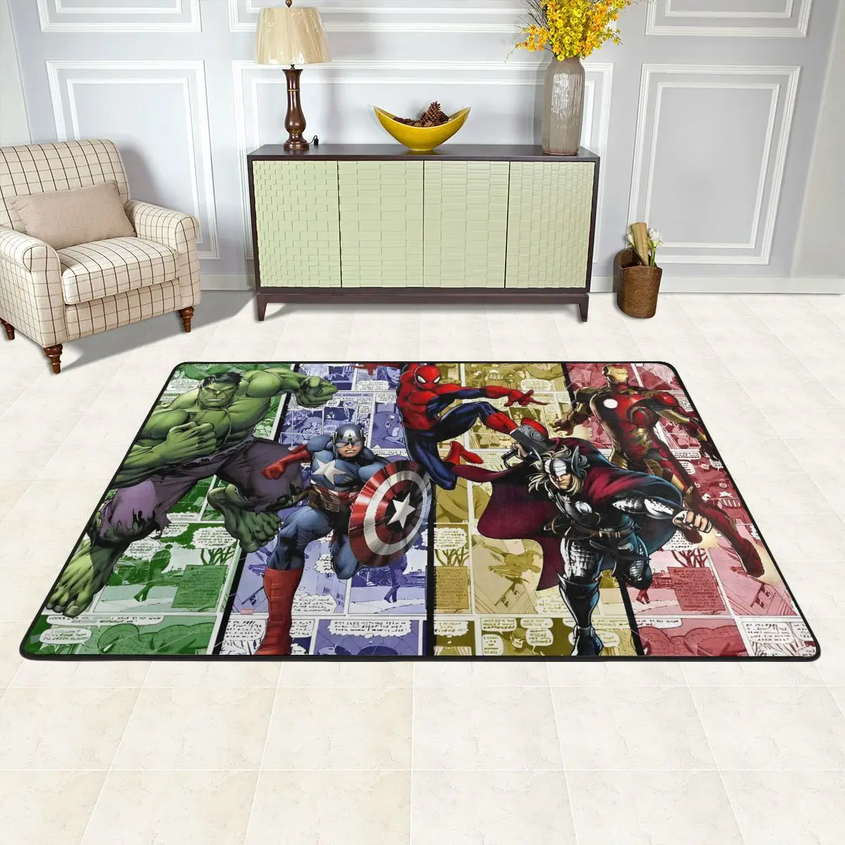 Marvel Heroes Floor Mat Anti Slip Carpet For Living Room Bedroom Home Decor Floor Carpets Vintage Waterproof Rug