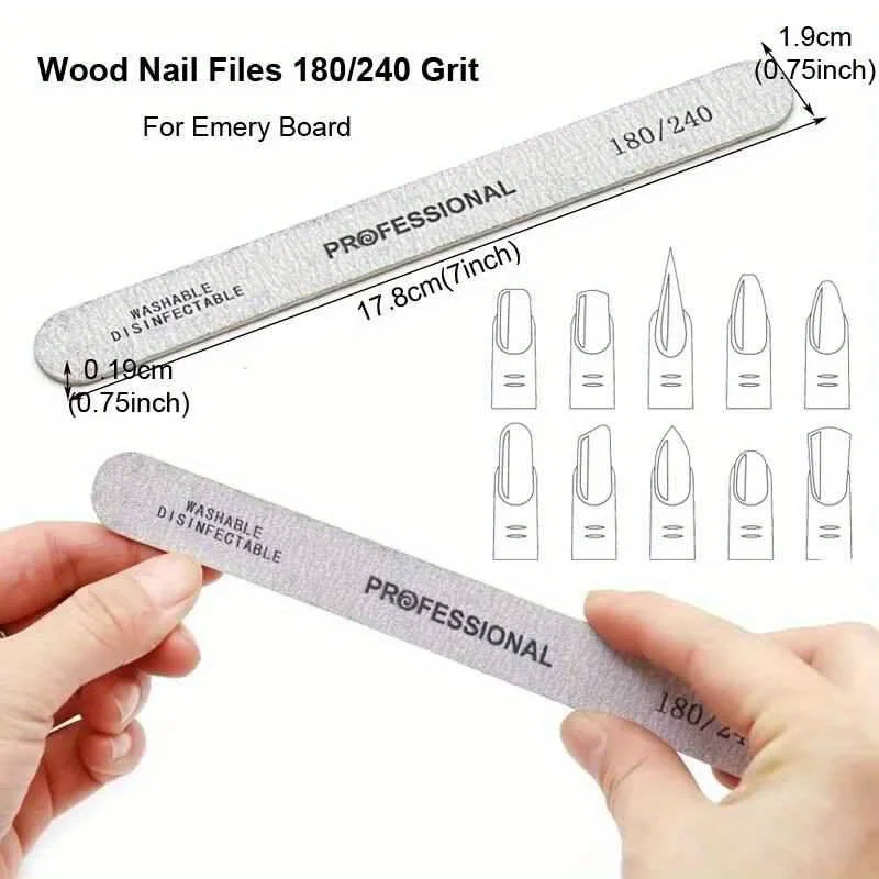 

10/25/50Pcs Nail File 100/180/240 Wooden Sanding Buffer Block Pedicure Manicure UV Gel Nail Polish Pro Files Artificial tips