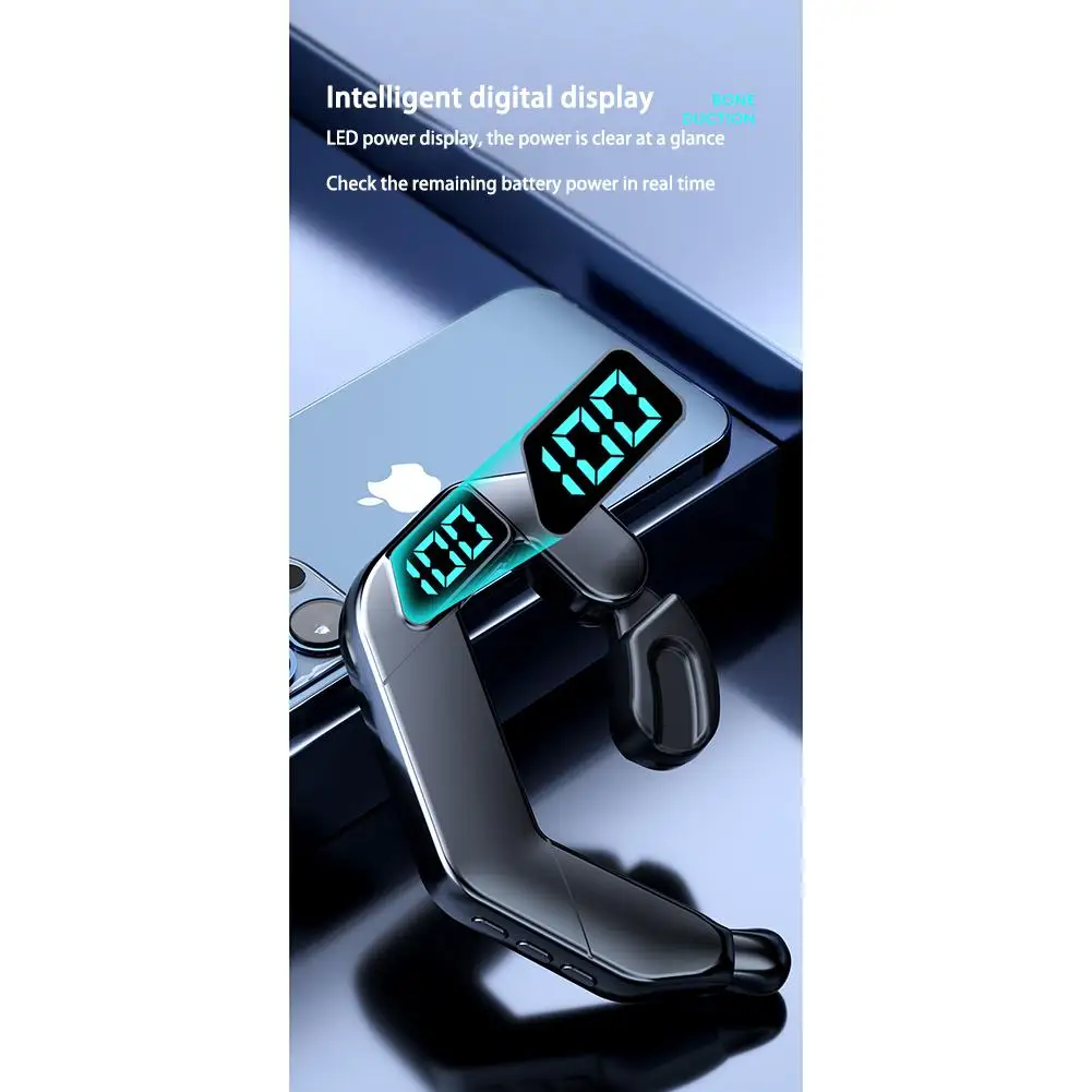 العظام التوصيل الأذن سماعة أذن خطافية بلوتوث-متوافق V5.2 سماعة رأس صوت مجسم لاسلكية مع هيئة التصنيع العسكري Led واقي أذن رياضي للهاتف