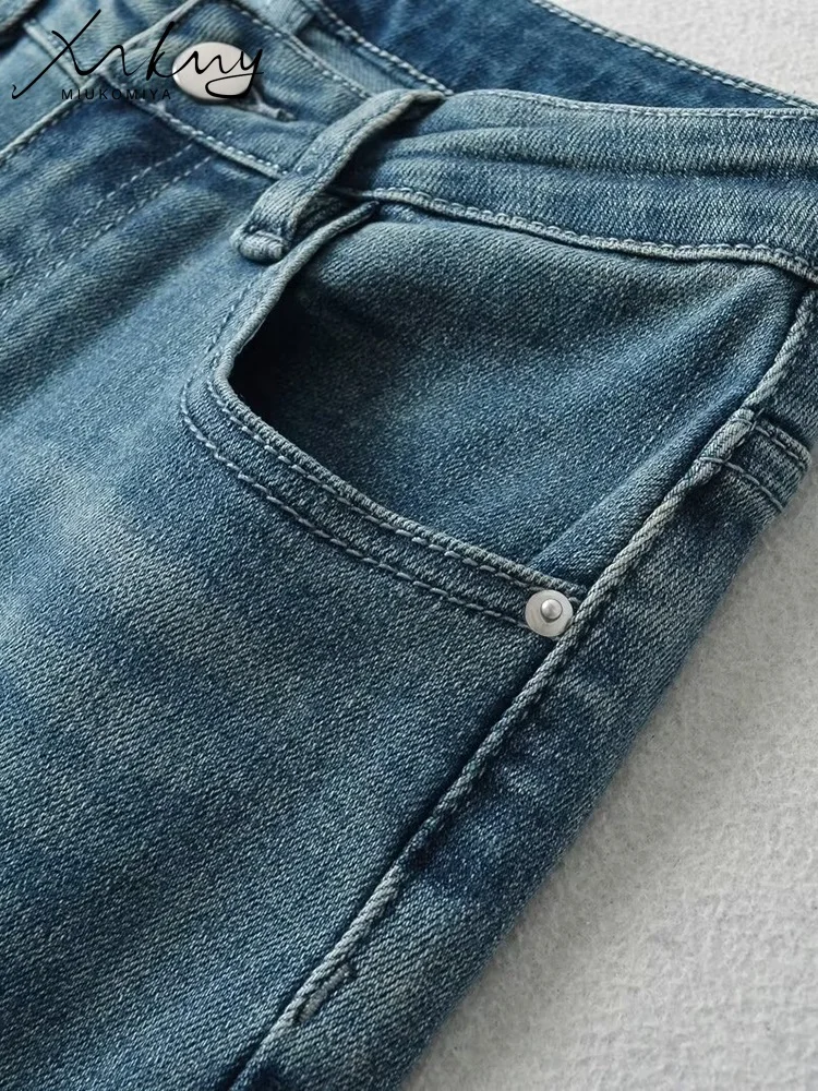 Imagem -04 - Miukomiya-calça Jeans Reta de Cintura Alta para Mulheres Calça Jeans Longa Casual Azul Solta Perna Reta Primavera 2023