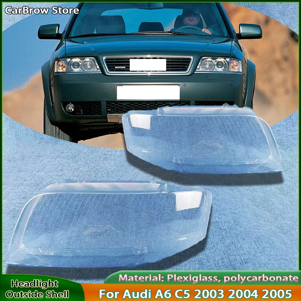 

For Audi A6 C5 2003 to 2005 Car Headlamp Assembly Lens High/Low Beam Bulb Transparent Clear Housing Headlight Cover Light Shell