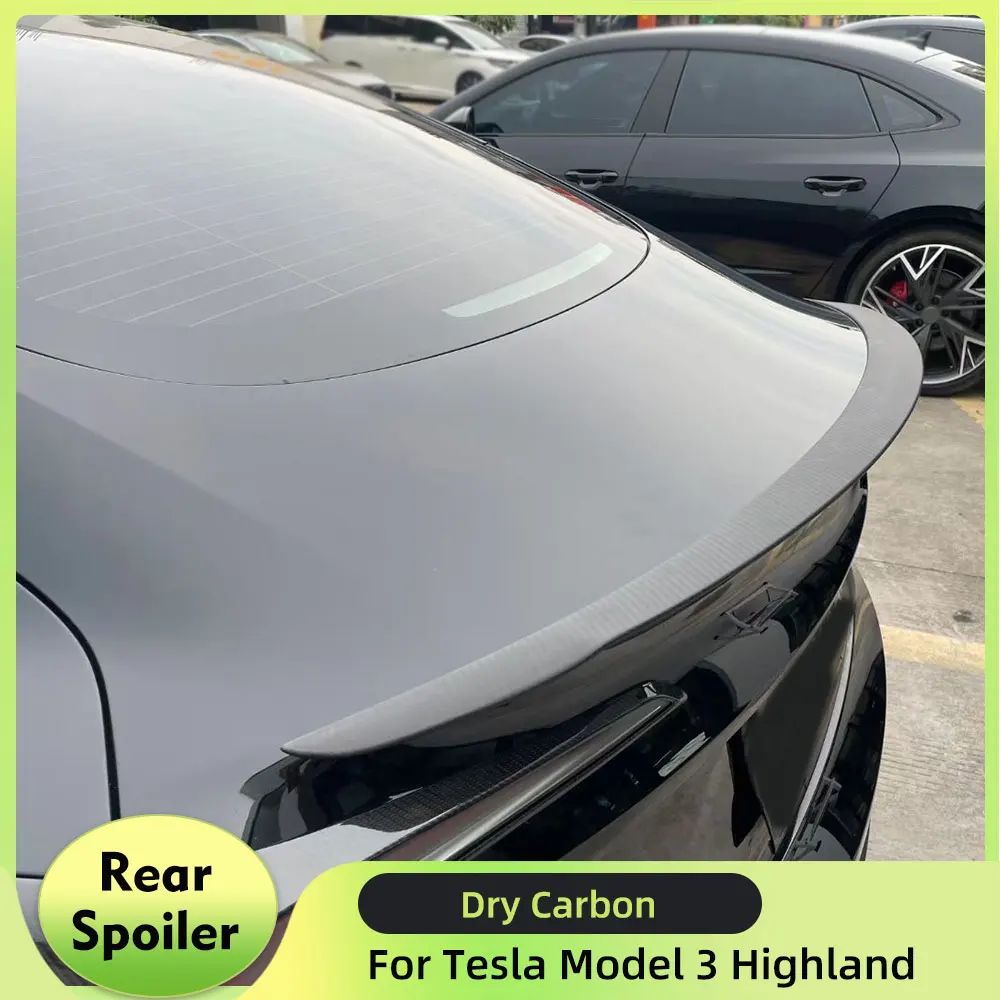 

Car Rear Spoiler for Tesla Model 3 Highland 2023+ Matte Carbon Car Rear Spoiler Trunk Boot Lip Wing