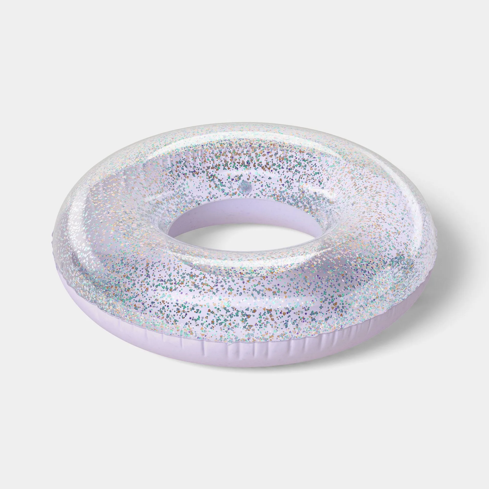 Lavender Glitter Inflatable Swim Tube 36 Inch Pool Float Ring For Beach, Lake, Summer Water Fun And Relaxing