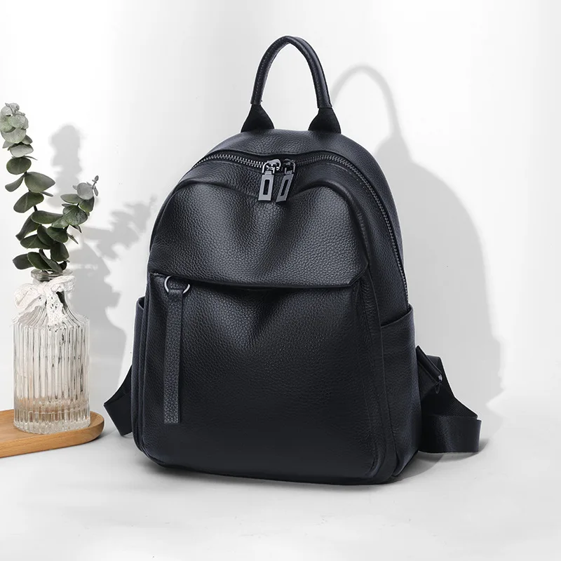 

Женский рюкзак из натуральной кожи с несколькими карманами, повседневный легкий маленький студенческий школьный рюкзак для девочек, повседневный рюкзак