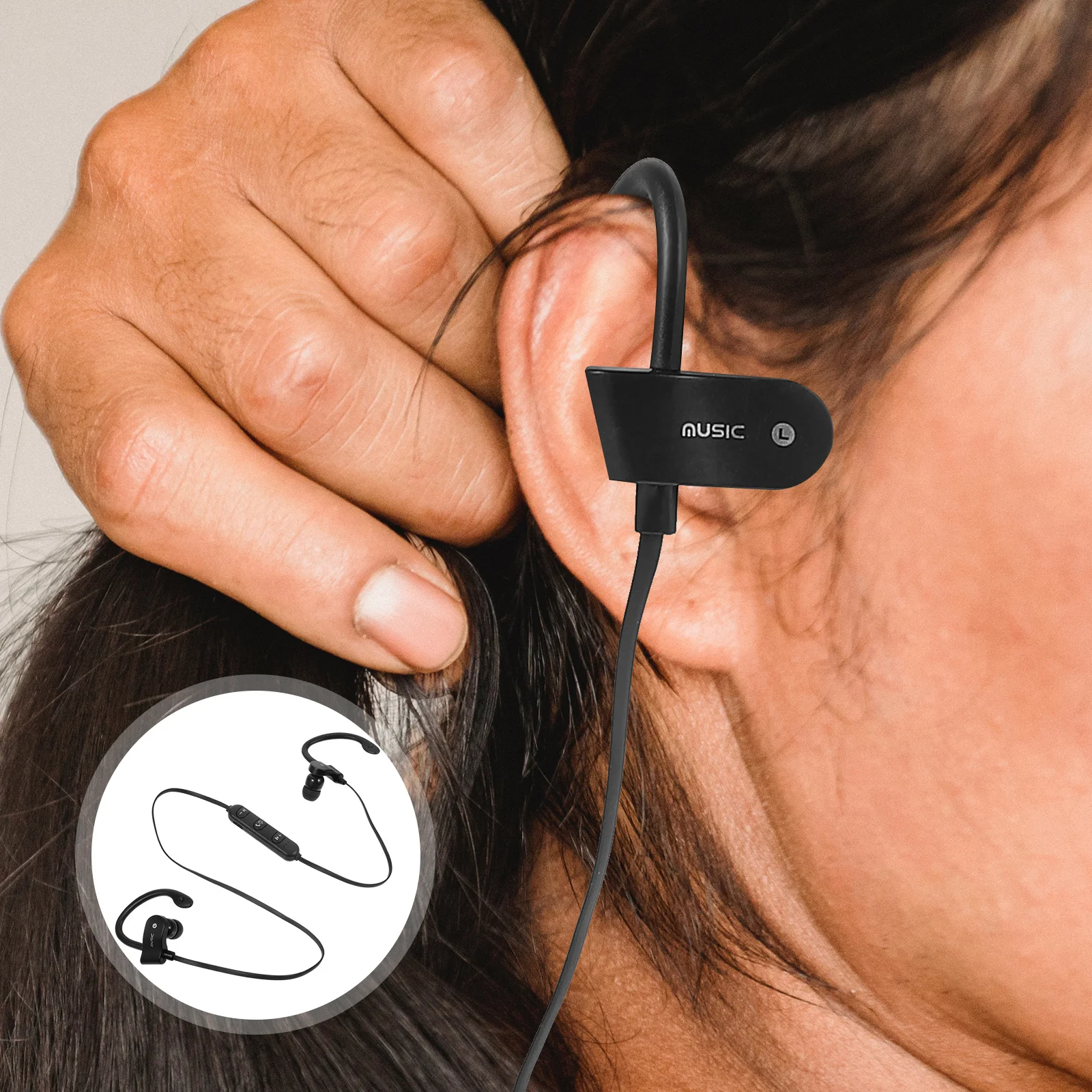 

Professional Hang Neck Ear Hook Earphone 1.2M TPE Wire 3.5mm Pins 10MM Speaker Mic Control Wired Sports Headset Stereo