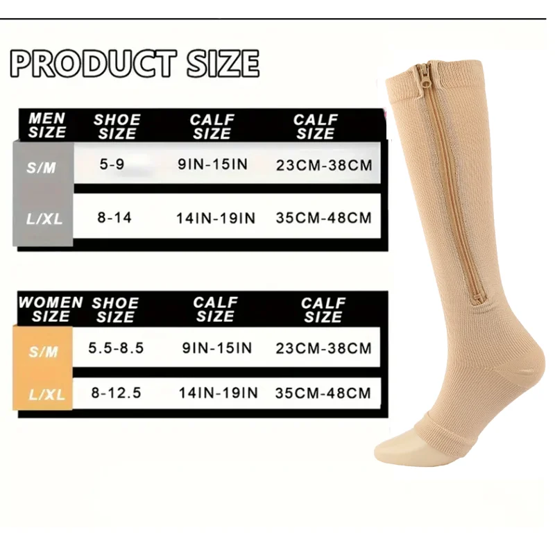 Compression Socks Varicose Veins Socks Women Open Toe Zipper Medical Nurse Socks Skinny Legs Pregnancy Men Sports Basketball