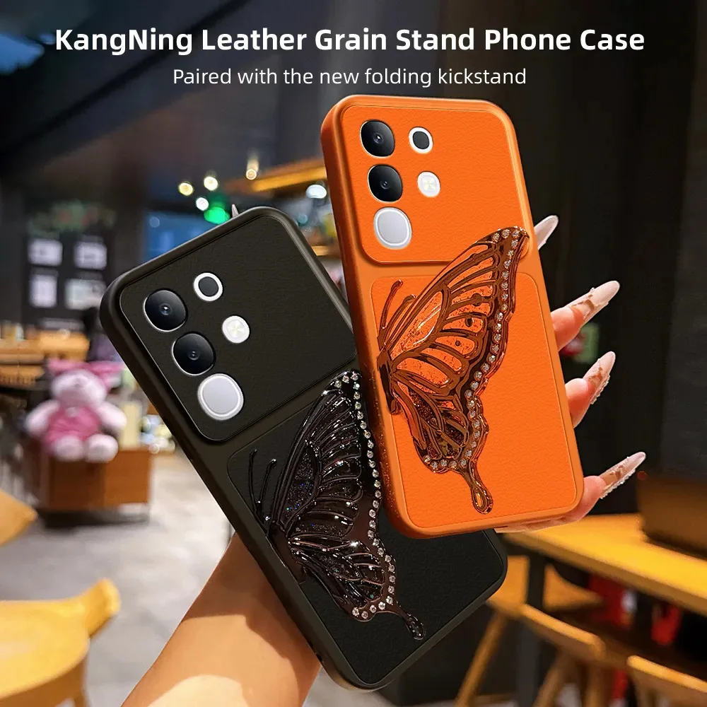 Skinlee For VIVO Y21D Y27 Y28 Y29S Y200 Case Corning Artificial Belt Butterfly Bracket Case For VIVO Y21D Y27 Y28 Y29S Y200 Case