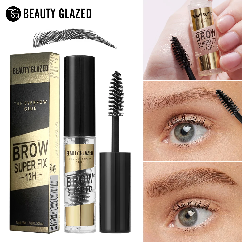 BEAUTY GLAZED Gel para cejas con cepillo Líquido para peinar cejas resistente al agua y de larga duración de secado rápido para todo tipo de piel