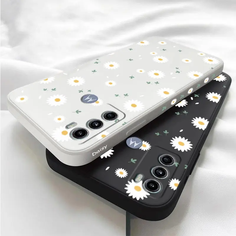 G60 Deciduous Daisies Silicone Phone Case For Motorola Moto G60 G62 G60S G40F G54 G52 G42 G72 G84 G34 G24 G14 G13 G100 G82 Cover