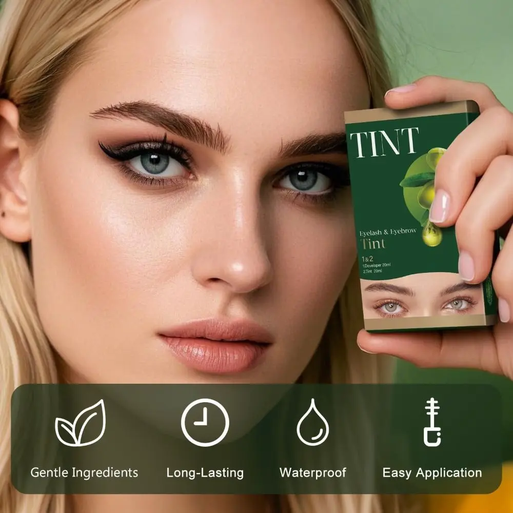 Nowy, długotrwały zestaw do koloryzacji rzęs 2 w 1, wodoodporny, szybki zestaw do farbowania, naturalny kolor czarny, zestaw do koloryzacji rzęs i brwi.