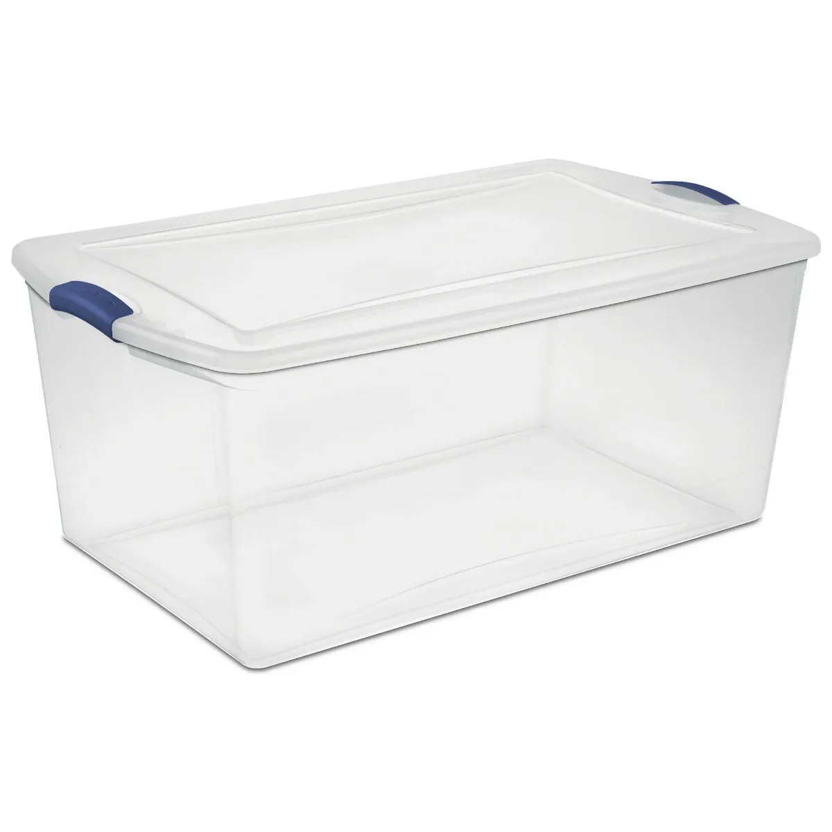 Caja con cierre de plástico transparente de 105 cuartos, pestillos azules con tapa transparente, paquete de 4