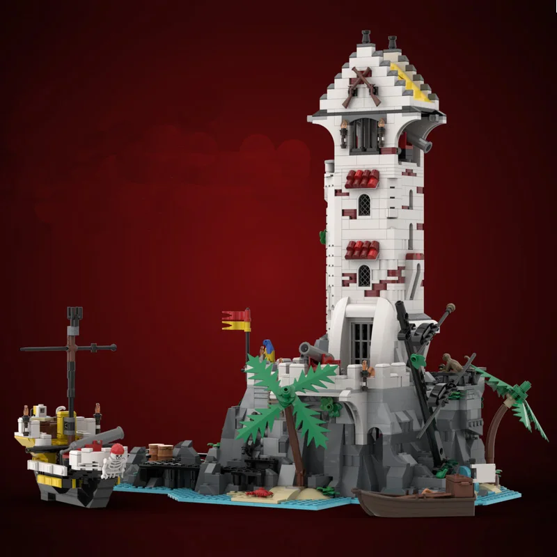 

1922 PCS MOC Medieval Castle Building Block Model Crimson Cove Tower Technical Brick DIY Assembly Set Toy For Child Holiday Gift