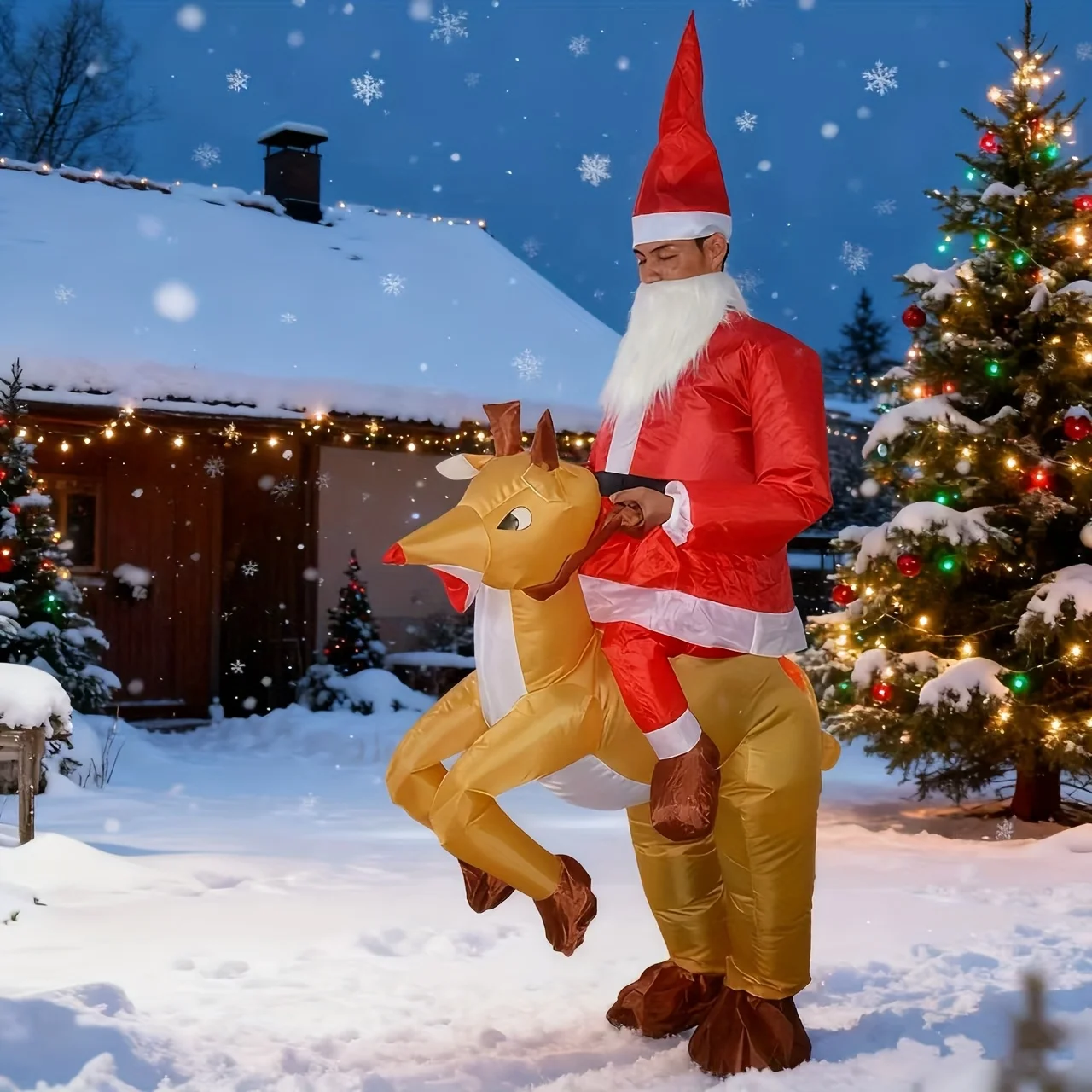 نفخ الرنة زي تفجير الأيائل الغزلان زي سانتا كلوز دعوى للحزب تأثيري هالوين عيد الميلاد موكب كرنفال عيد الميلاد #1