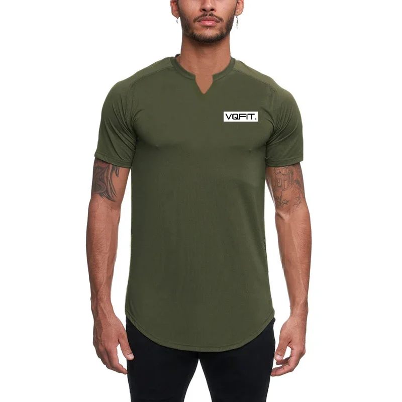 

FITNESS SHARK Men’s Sports Casual Exercise Slim Fitting Quick-drying V-neck Short Sleeves Running Breathable Graphic T-Shirts