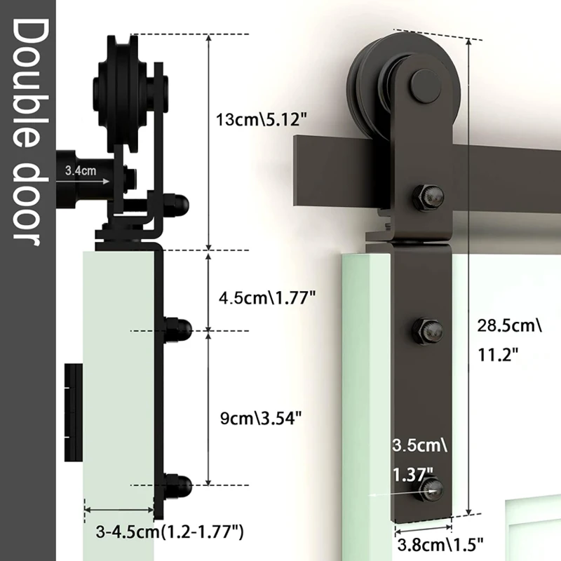 Imagem -03 - Ccjh-kit Bi-folding Barn Sliding Track Heavy Duty Aço Carbono Kit de Hardware Apenas sem Porta 3.38ft Portas