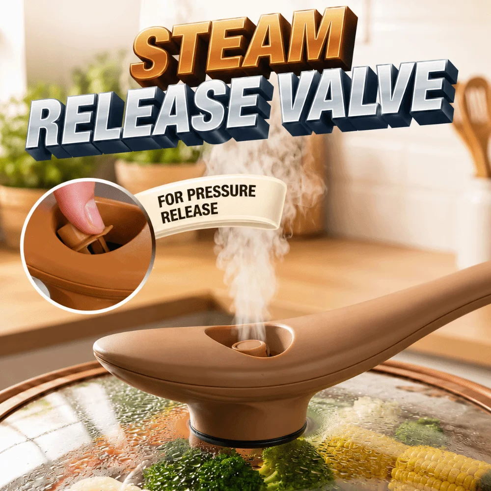 Durable 32cm Micro Pressure Steamer Wok Non Stick Multipurpose Steaming Frying Pan Soup Pot with Lid Gas Stove Pot Cooking Tools