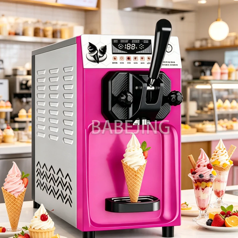 Image of Kleiner Desktop-Softeismaschine Vollautomatische Mini-Frozen-Yogurt-Maschine in verschiedenen Farben Kommerzieller Eiscreme-Gefrierschrank