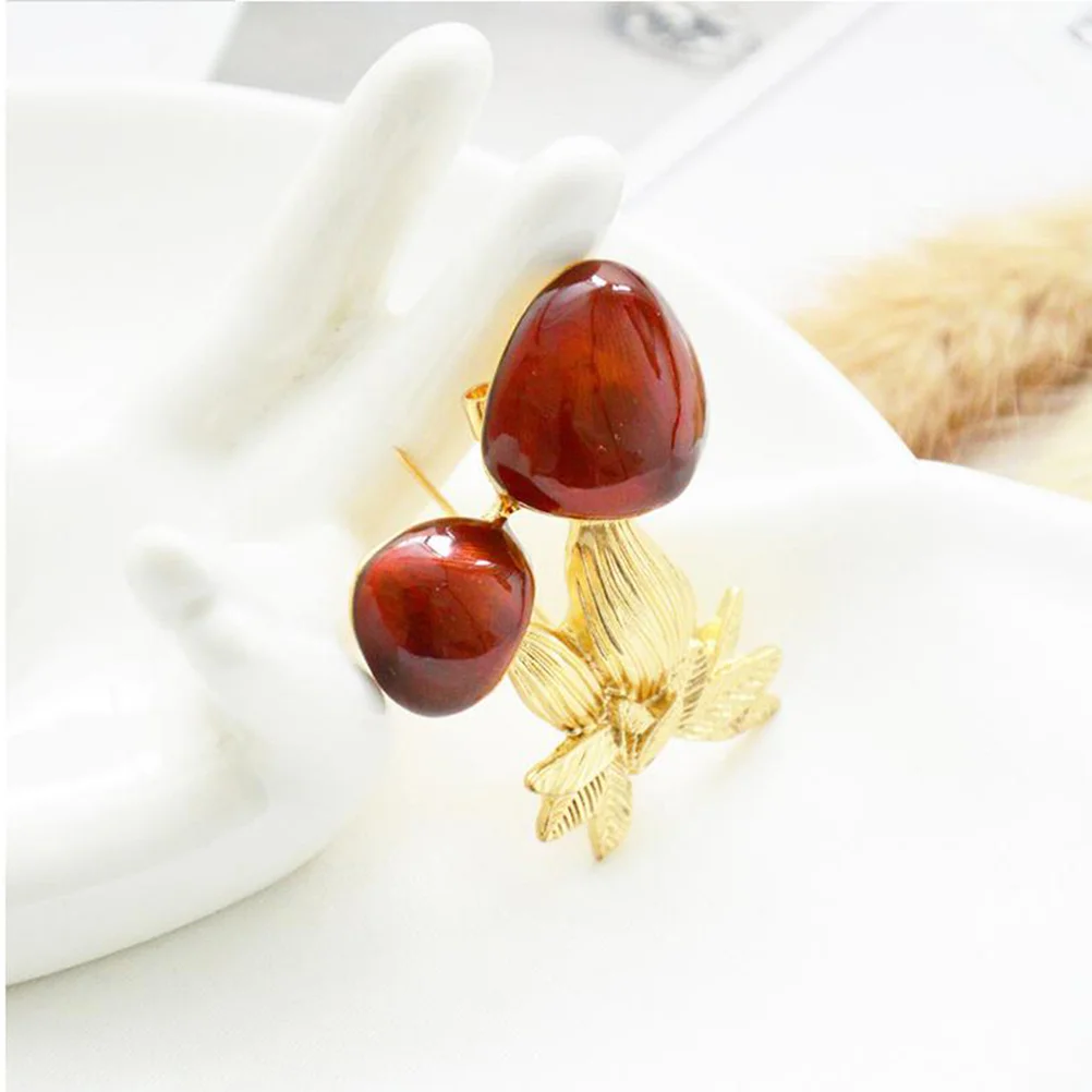 Shiny Mushroom Brooch Enamel Lapel Integrated Mushroom Charming Jewelry(Coffee) enamel lapel pins simple brooch pin