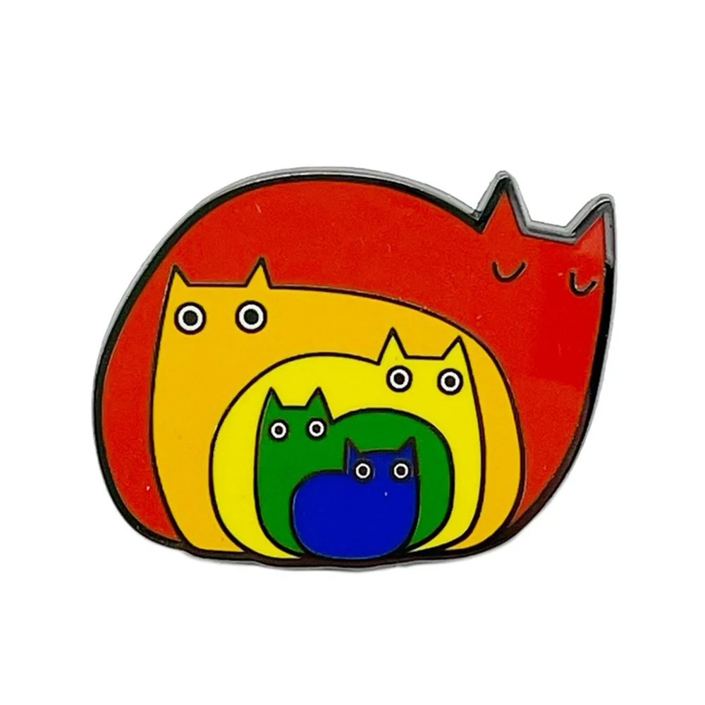 Custom Metal Made Rainbow Cats Badges Animal Kitten Soft Enamel Lapel Pins Peace And Love Brooches For Gift Giveaway