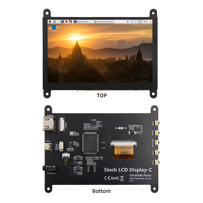 Raspberry Pi 5 5.0 inch IPS Screen LCD Display 5 1024X600 OSD-compatible PC Monitor Raspberry Pi 3B+ 4B PS4