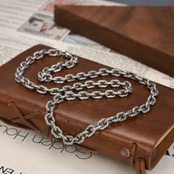 HX Silver Color Creativity Irregular Men's Necklace Chain Width 6mm Trendy Versatile Simple Chain Premium Fashion Jewelry