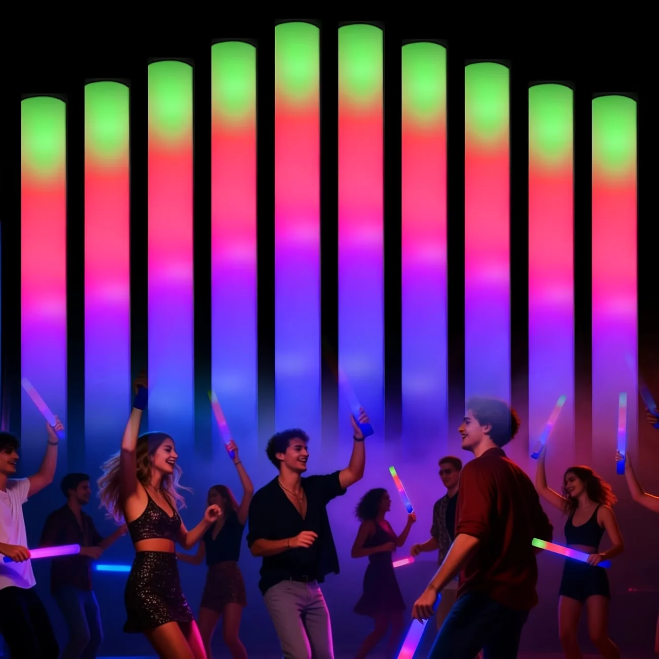 Flashing Led Foam Sticks Party - 1/15/30Pcs Colourful Flashing LED Foam Glow