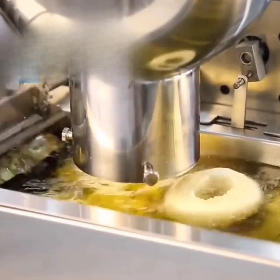 Small Electric Automatic Single Row Continuous Donut Fryer Home Bakery Donut Maker