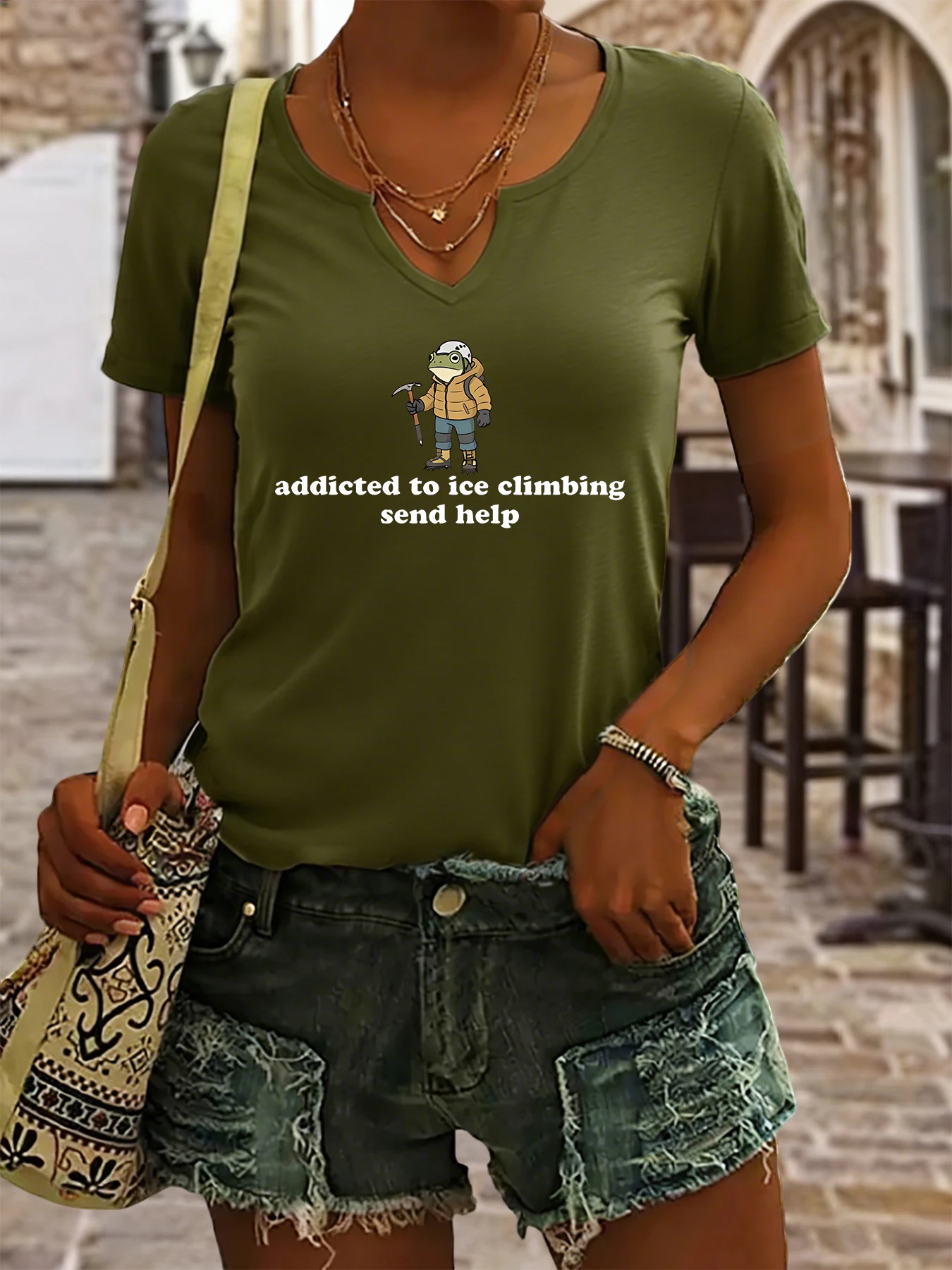 Women's Summer V-Neck Short Sleeve T-Shirt, 