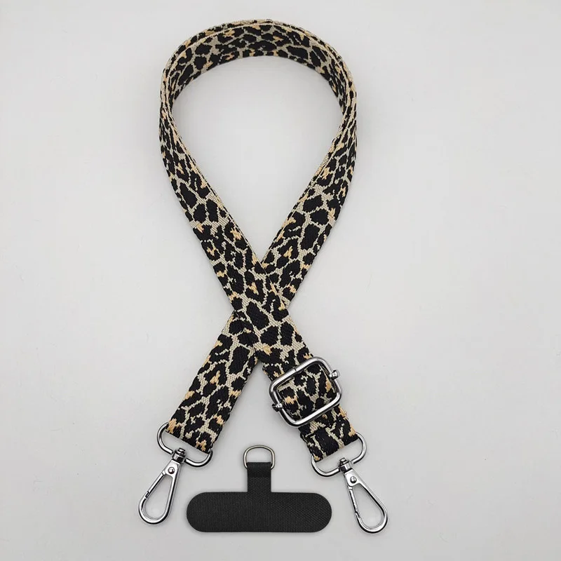 IGNICASE Retro leopard print mobile phone bag crossbody lanyard adjustable widened shoulder strap removable neck rope
