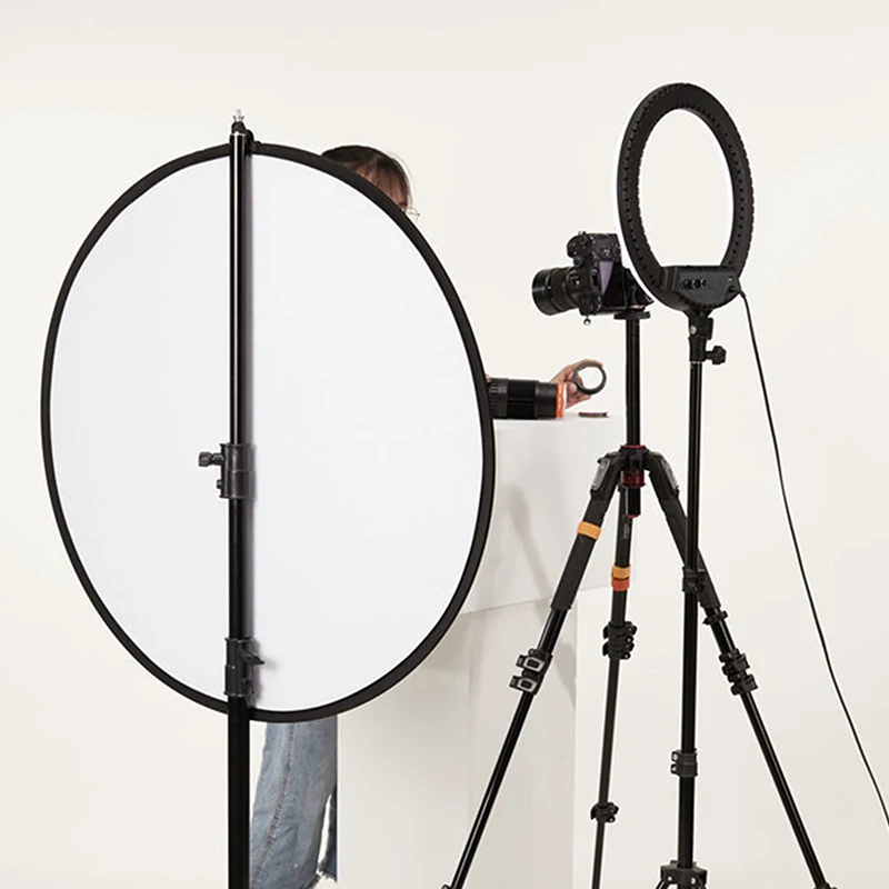 1 Stuks 30Cm 60Cm 80Cm Licht Ronde Reflector Met Tas Draagbare Inklapbare Zilver Goud Wit Reflector Voor Fotografie Studio