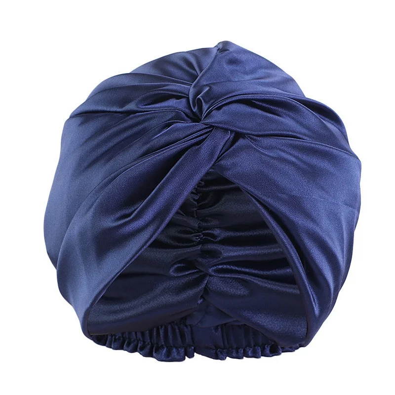 Fashion Lady Muslim Cross Twist Silky Shower Cap Double Layer Artificial Silk Head Turban Women Makeup Hat