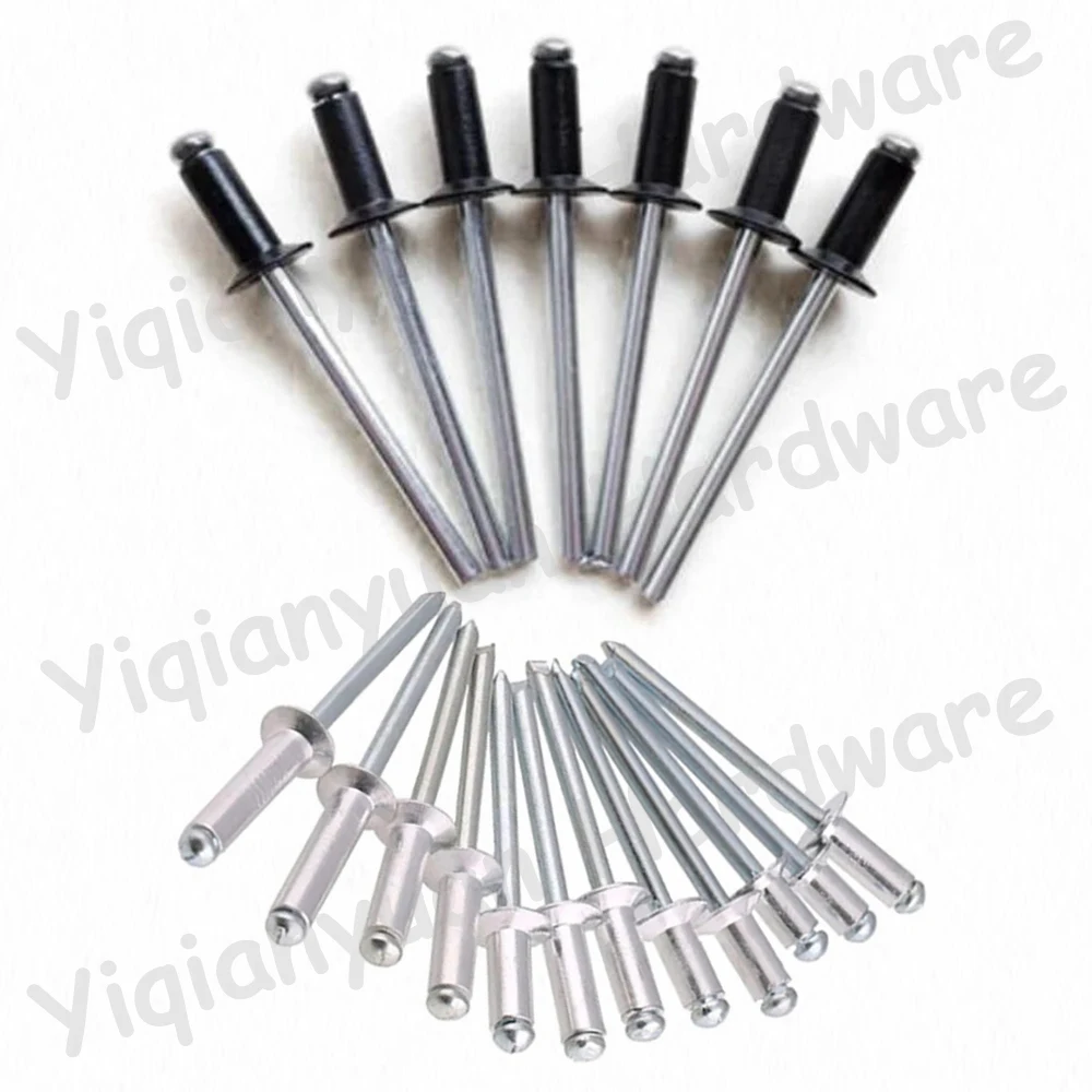 10Pcs~50Pcs M2.4 M3 M3.2 M4 M5 Black/White Aluminum Countersunk Head Break Mandrel Blind Rivets Pull Nail Pop Open End Rivets