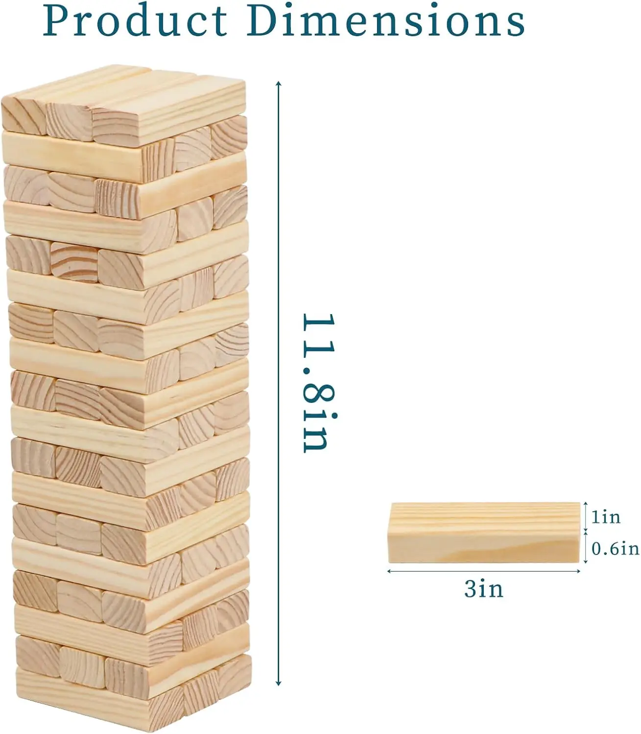 54PCS Classic Block Stacking Board Game Wooden Blocks Stacking Games for Kids and Families Tumbling Tower Blocks Game for Kids a