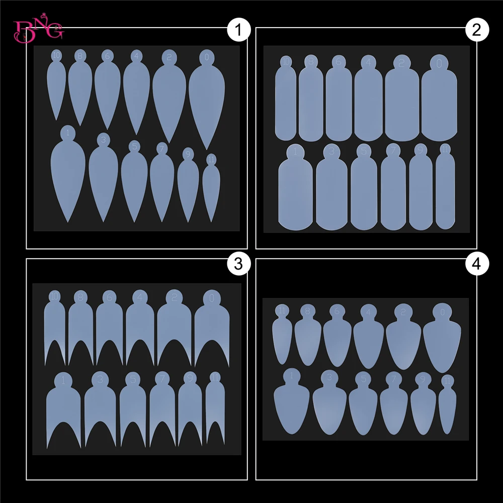 BNG 24 Stück Dual Forms French Silikon-Pads Form Schnell French Line Guides Nagelform Duet System Weiche Wiederverwendbare Aufkleber 9 Typen – Detail 1