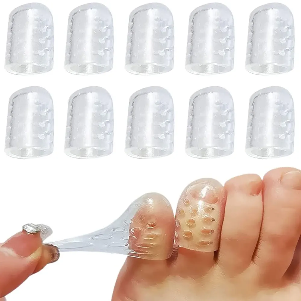 10x Silicone Toe Caps Protectors Anti-Friction Breathable Toe Covers Prevents Blisters Bunion Corrector Foot Care Pedicure Tools