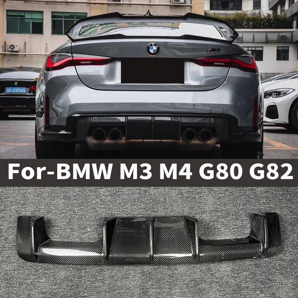 Car rear bumper lip diffuser, high quality dry carbon fiber bumper cover rear lip for M3 M4 G80 G82 2021 2022 2023 2024