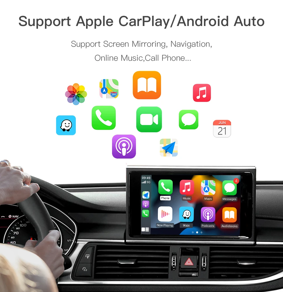 CARABC Wireless CarPlay For Audi A6 A7 2012-2018 Android Auto Support Mirror Link Airplay GPS Navigation CarPlay