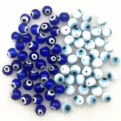 6mm 8mm 10mm Blue/White Glass Beads Evil Eye Beads for Jewelry Making DIY Handmade Bracelets Accessories