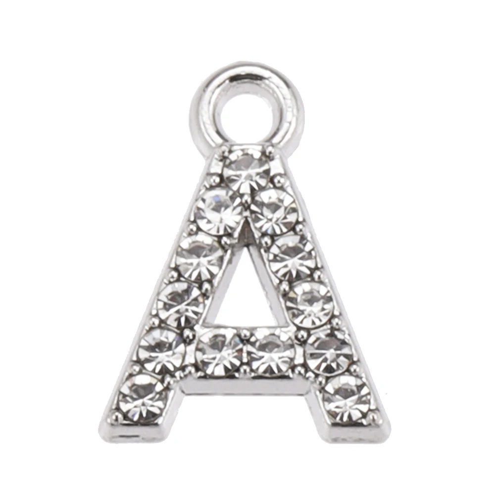 10/26pcs Silver Color Alloy Crystal Mini Alphabet 26 Letter Charms Pendants for Women Necklace Earring Jewelry Accessories