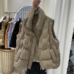 Vest Parker Pocket Coat Jacket 2023 Women Autumn Winter Thick Warm Y2k Coats Woven Block Trend Comfortable Black Coat Parkas