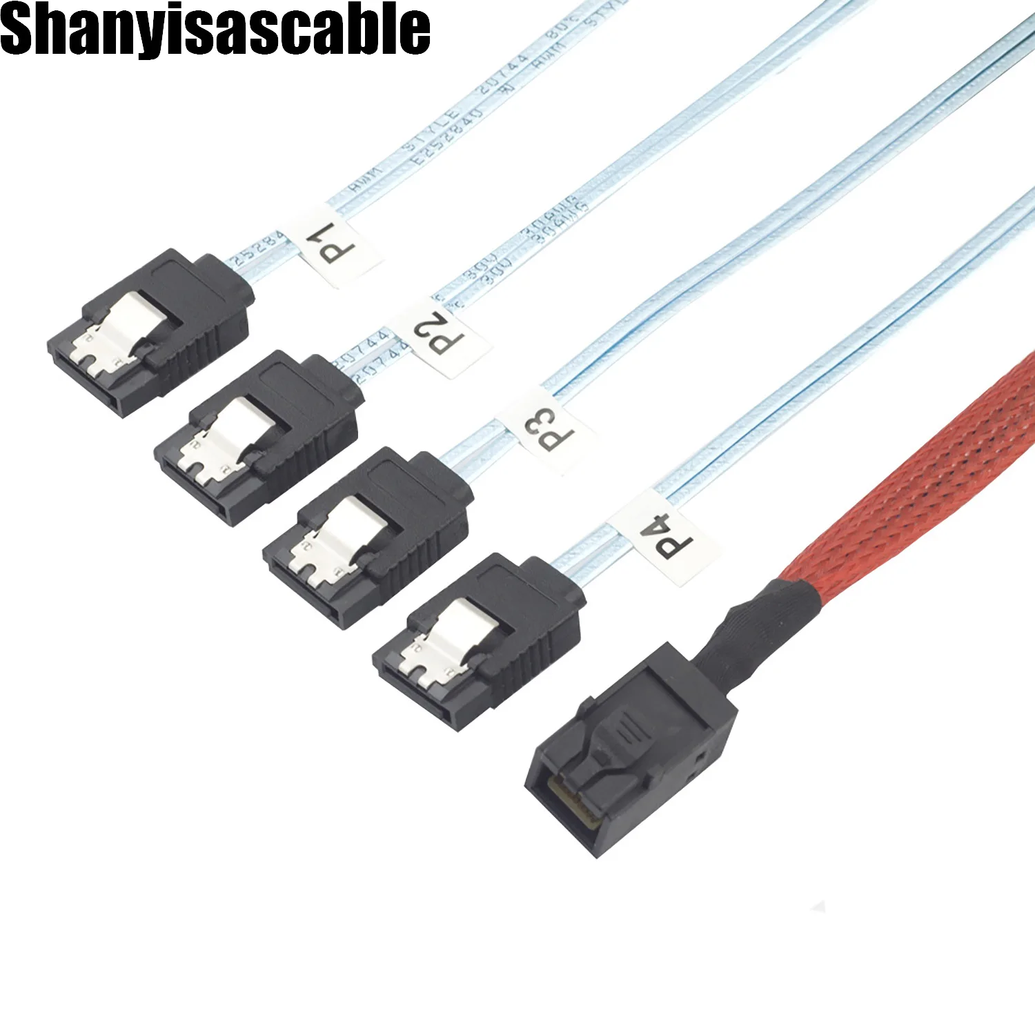 0.5M Red Internal Mini SAS HD SFF-8643 to 4X SATA 7pin Hard Disk Data Server Raid Cable